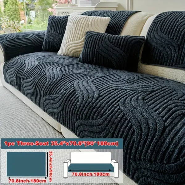 1pc Plush Non-Slip Sofa Cover, Modern Luxury - Image 10