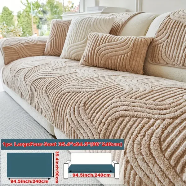 1pc Plush Non-Slip Sofa Cover, Modern Luxury - Image 16