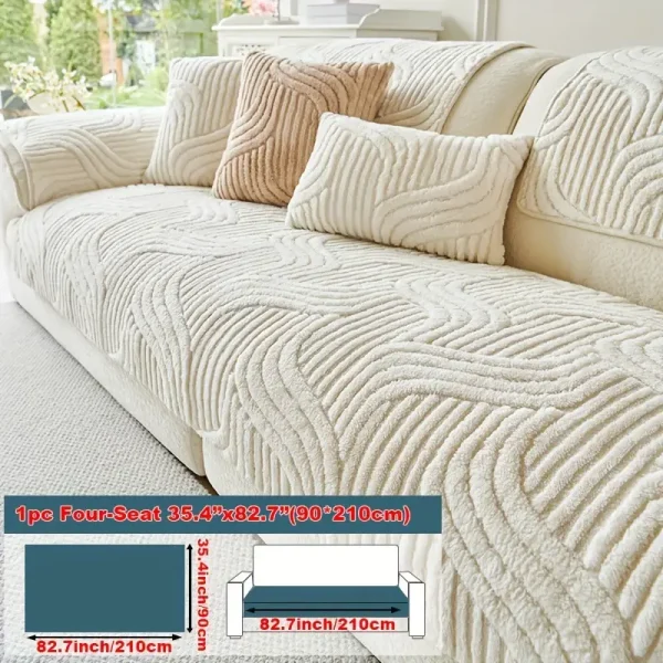 1pc Plush Non-Slip Sofa Cover, Modern Luxury - Image 21