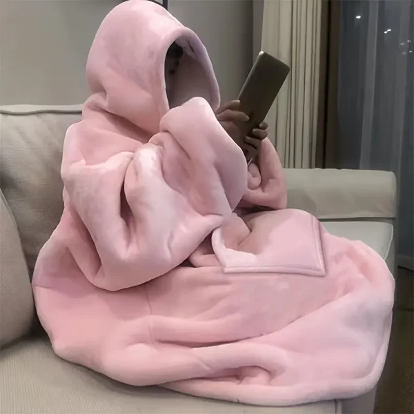 Super soft double-sided lamb wool hoodie blanket