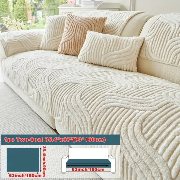 1pc Plush Non-Slip Sofa Cover, Modern Luxury - Image 19