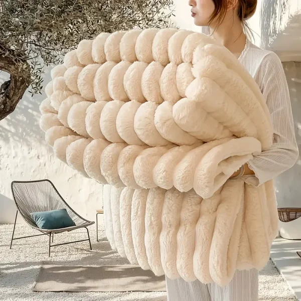 Versatile Faux Rabbit Fur Blanket - Image 2