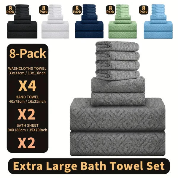 8pcs Extra Large Bath Towel - Image 6