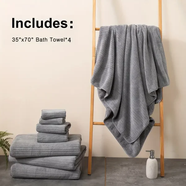 4 Pack Plus Size Oversized Bath Towels Set - Image 10